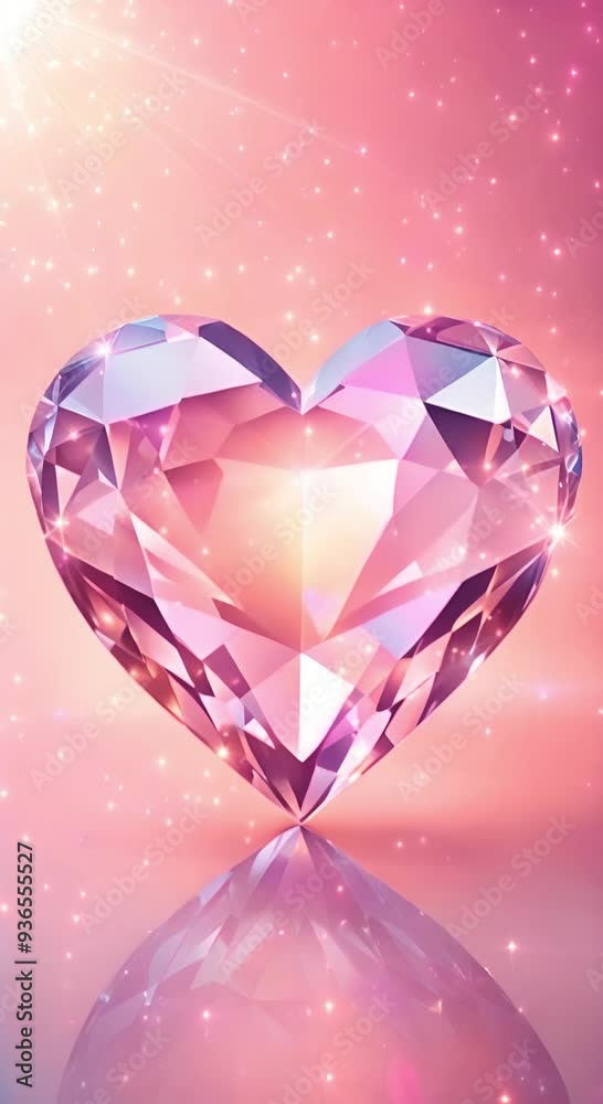 Sparkling pink heart diamond for romantic advertising. Elegant pink crystal heart for luxury brand promotion. Shimmering pink gem heart, suitable for wedding or Valentine’s Day content
