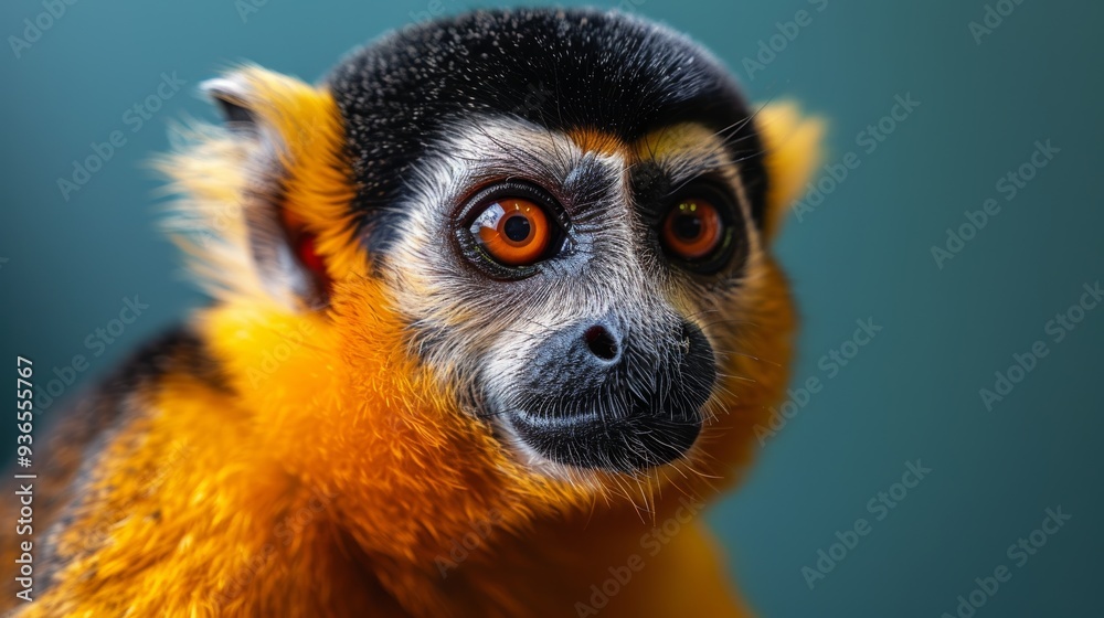 A close-up view of a golden-cheeked gibbon displaying its vibrant orange fur and expressive eyes, taken in a wildlife sanctuary during the afternoon A close-up view of a golden-cheeked gibbon displaying its vibrant orange fur and expressive eyes, taken in a wildlife sanctuary during the afternoon