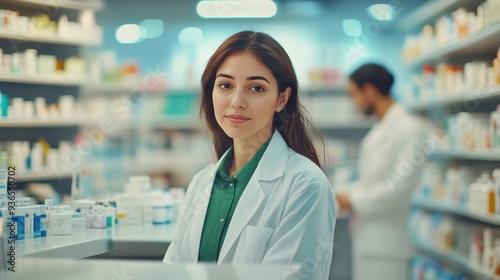 The female pharmacist in pharmacy photo