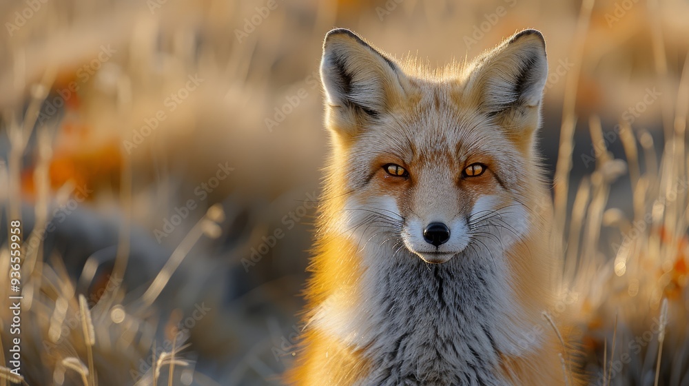 A red fox in a golden meadow during the early morning light captures the serene beauty of wildlife in its natural habitat A red fox in a golden meadow during the early morning light captures the serene beauty of wildlife in its natural habitat