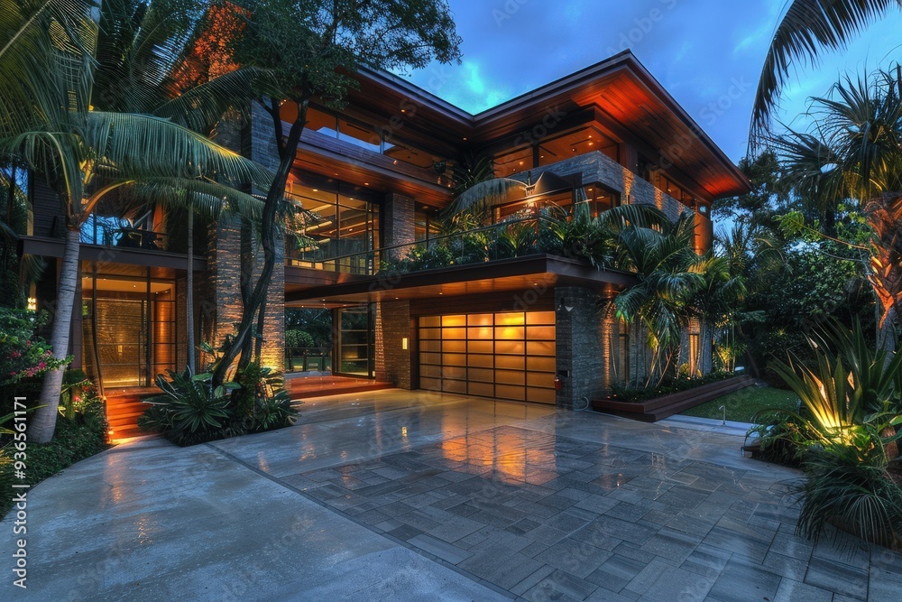 Tropical Home Design: Contemporary Architecture with Beautiful Dusk Evening Tropical Home Design: Contemporary Architecture with Beautiful Dusk Evening