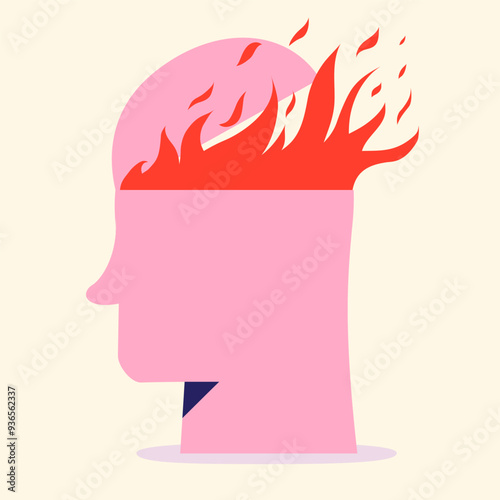 Emotional burnout syndrom, overworked, depression, frustration, exhausted, despair concept vector illustration 10 eps