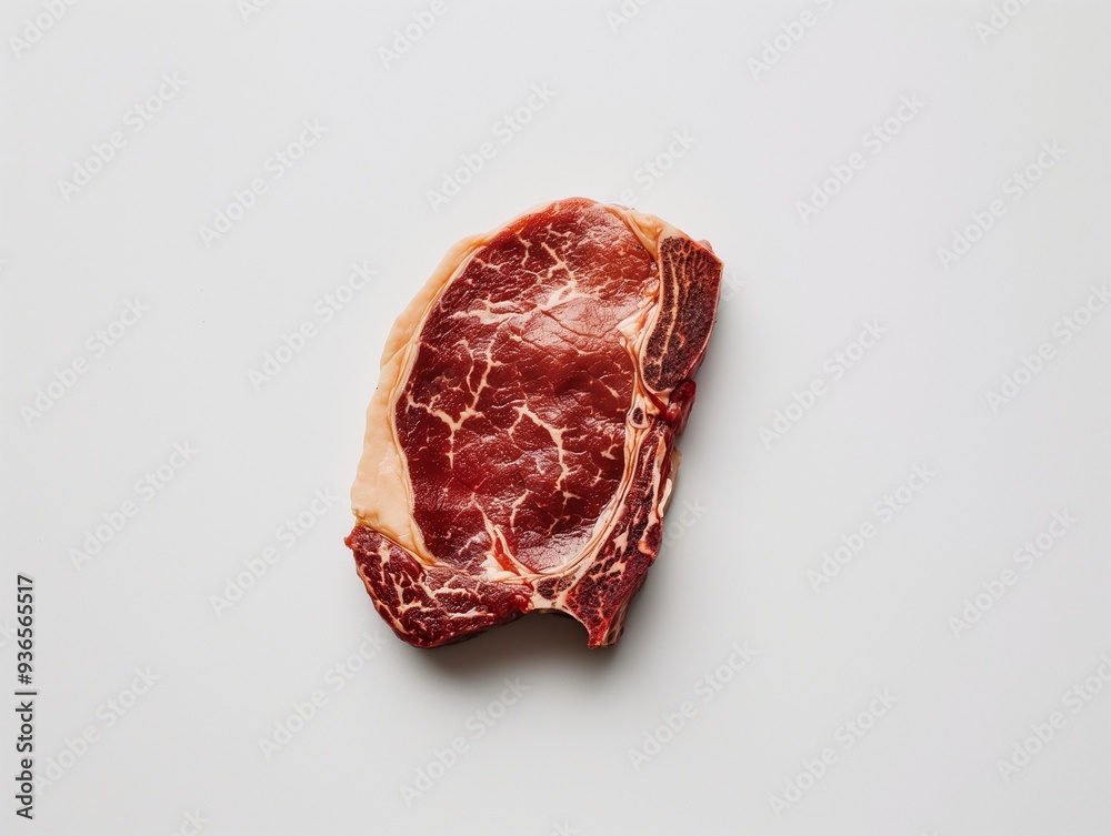 Fototapeta premium A steak of thick cut. Fresh, juicy raw marbling meat. AI generated