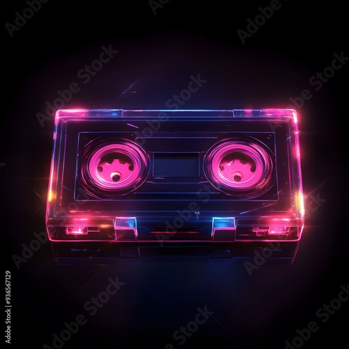 neon Audio cassette for listening to music, Audio cassette for listening to music