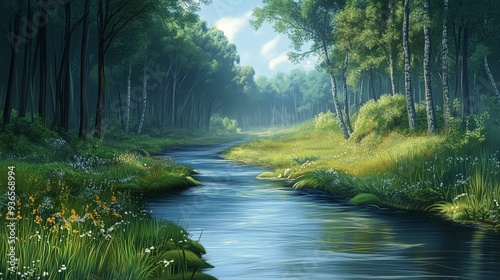 A Tranquil Journey Through the Idyllic Forest Landscape