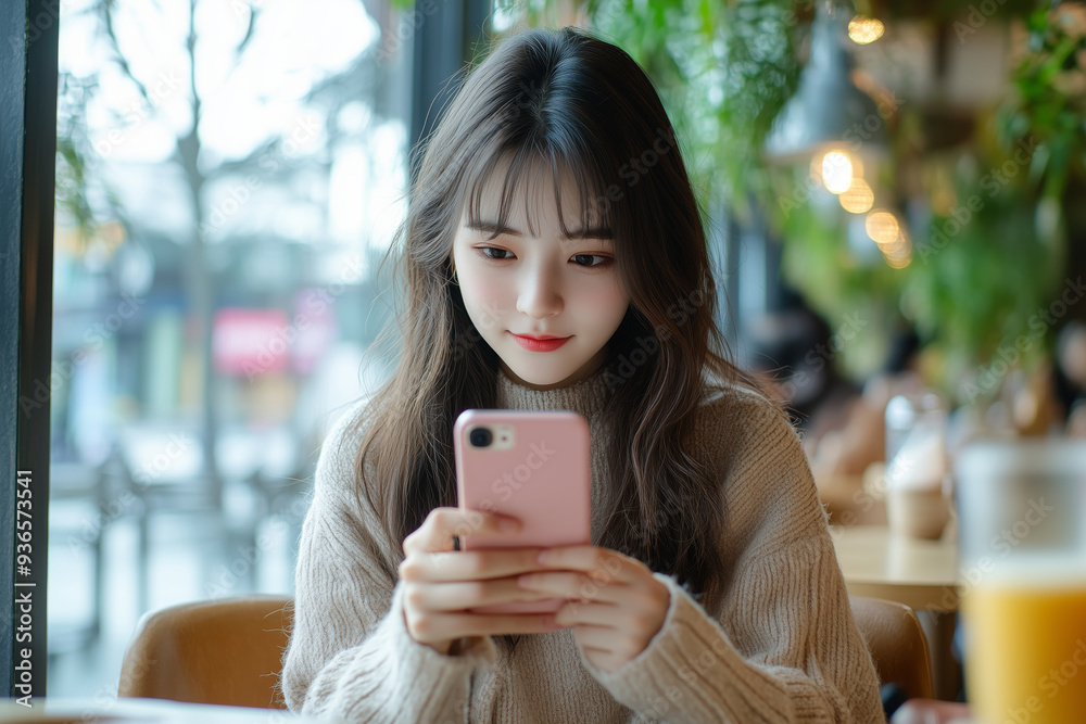 A Millennial food travel blogger captures cozy moments while sipping coffee at a bustling cafeon a rainy afternoon A Millennial food travel blogger captures cozy moments while sipping coffee at a bustling cafeon a rainy afternoon