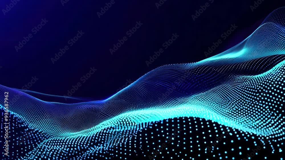 Abstract representation of digital sound waves, showcasing vibrant blue light against a dark backdrop, ideal for tech themes. Abstract representation of digital sound waves, showcasing vibrant blue light against a dark backdrop, ideal for tech themes.