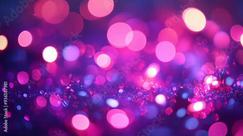 Sparkling Christmas Lights with Pink and Purple Glitz, Featuring a Magical Background for Holiday Celebrations