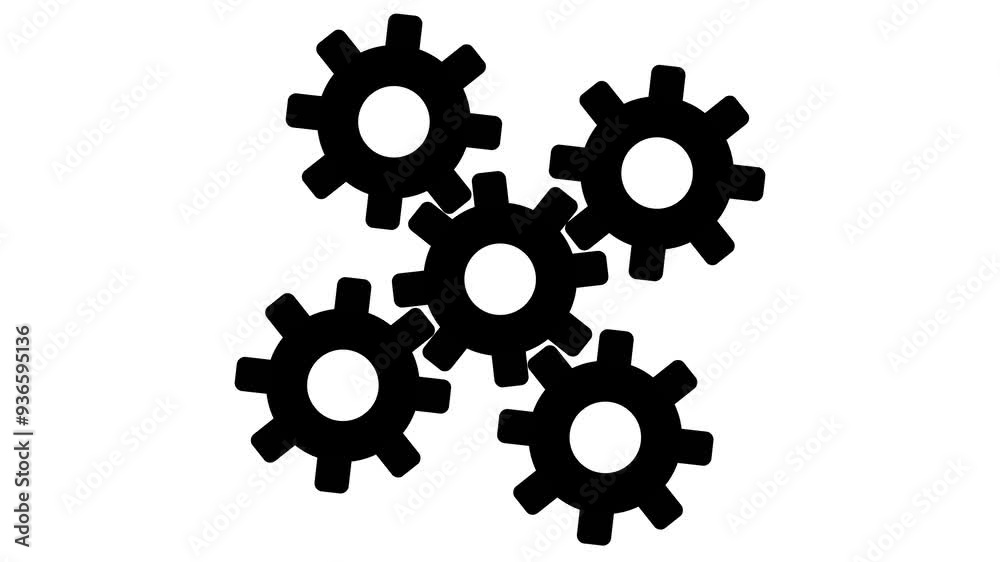 Five Interlocking Gear Wheels Animation Depicting Complex Mechanical Systems, Industrial Engineering, and Precision Manufacturing in Technical Operations Five Interlocking Gear Wheels Animation Depicting Complex Mechanical Systems, Industrial Engineering, and Precision Manufacturing in Technical Operations