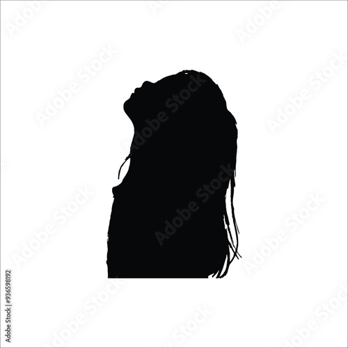 Girl face black Silhouette vactor.