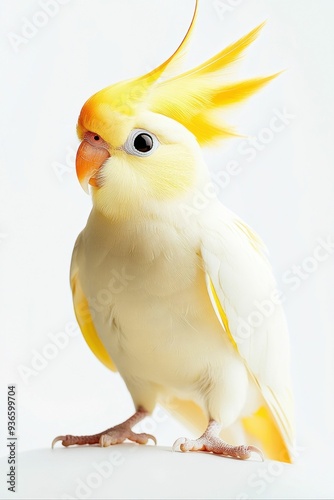 Yellow Cockatiel Isolated on White Background