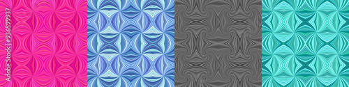 Abstract seamless curved stripe pattern set