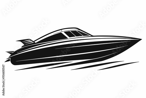 speed boat silhouette vector illustration