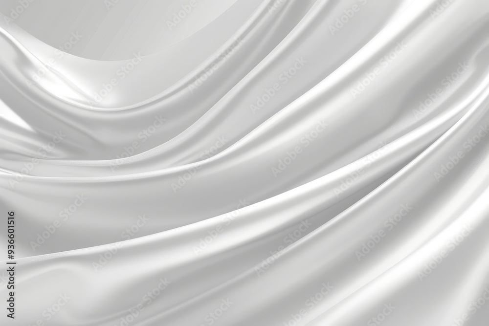 Fototapeta premium White silk satin fabric texture background, luxurious bed sheet or curtain drapery. 3D .