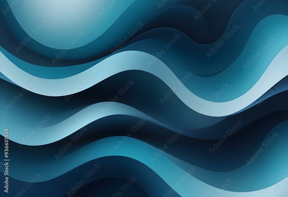 Fototapeta premium Flowing Blue and black abstract background with soft, wavy shapes and subtle sparkles