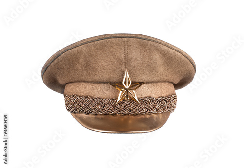 Quadro su tela golden military cap isolated on white background