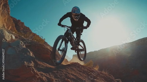 Thrilling visuals of extreme sports like mountain biking, capturing the adrenaline and risk-taking aspects of these activities.