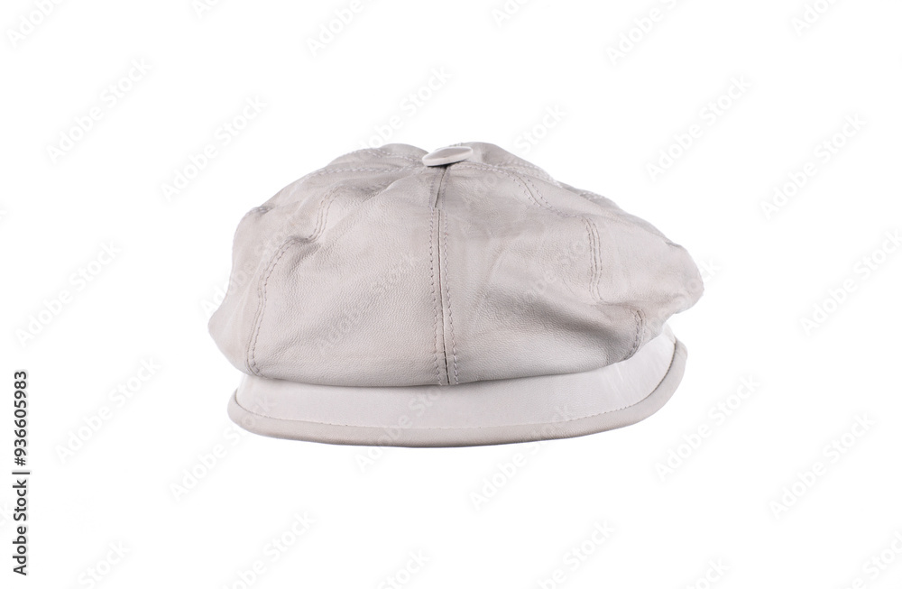 white leather cap isolated on white background white leather cap isolated on white background
