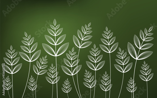 background with ear of ecological concept on green background, associative comparison with bread, western illustration, use for advertising, banner, screensaver, print, etc.