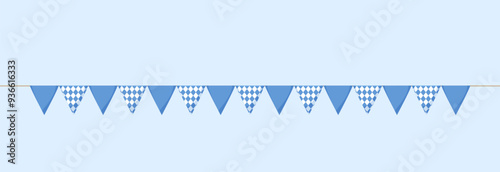 Small flags on a rope for Oktoberfest. Decoration for the holiday.
