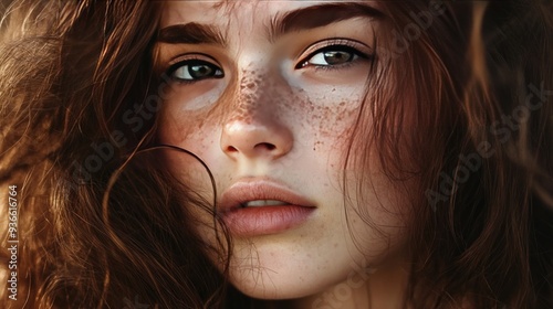 An image of a young, attractive girl with brown hair and freckles