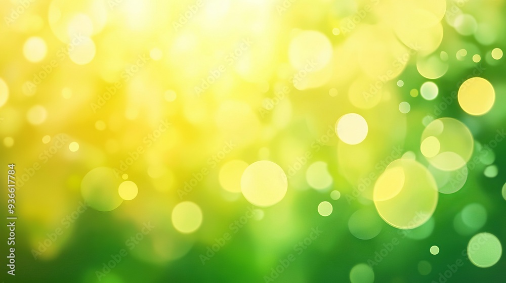 Fototapeta premium Light yellow and green vector blurred background.