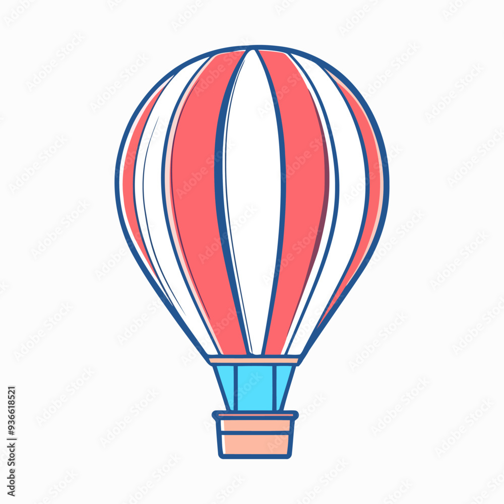 Fototapeta premium Vector flat design of a hot air balloon in white background.