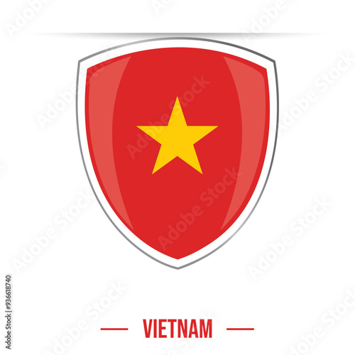 Free Download Vietnam flag shield glossy shining vector illustration isolated on white background national day 2nd September celebration of Vietnam. 
brochure, flyer, poster, banner, cover, social media websites - GFXLoad