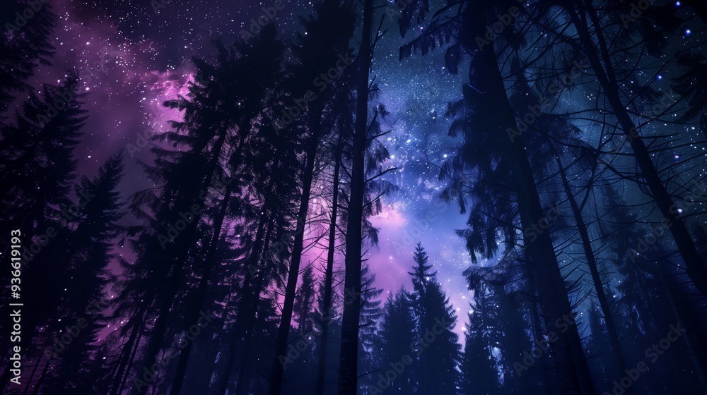 Starlit Forest Under the Mesmerizing Night Sky Starlit Forest Under the Mesmerizing Night Sky