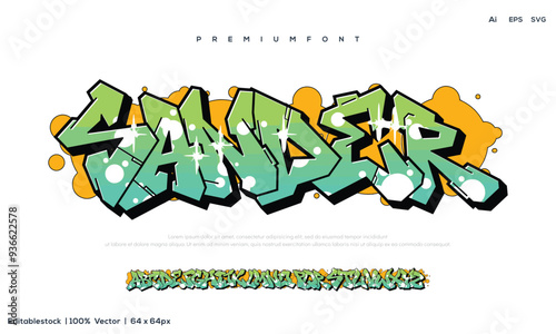 Hand written graffiti font alphabet. Vector set on Black A, B, C, D, E, F, G, H, I, J, K, L, M, N, O, P, Q, R, S, T, U, V, W, X, Y, Z and Arab numerals 0, 1, 2, 3, 4, 5, 6, 7, 8, 9 Graffiti street art