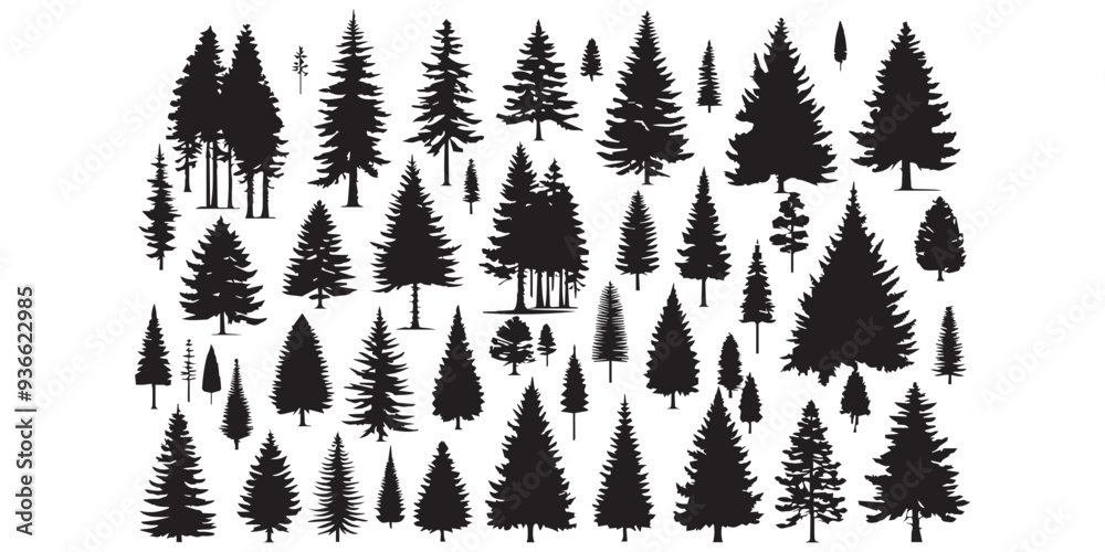 Fototapeta premium set of silhouettes of plants
