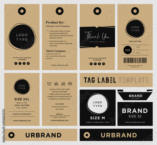 Clean and minimal modern smart outlook hang tag with price tag for all garments apparel Industry.