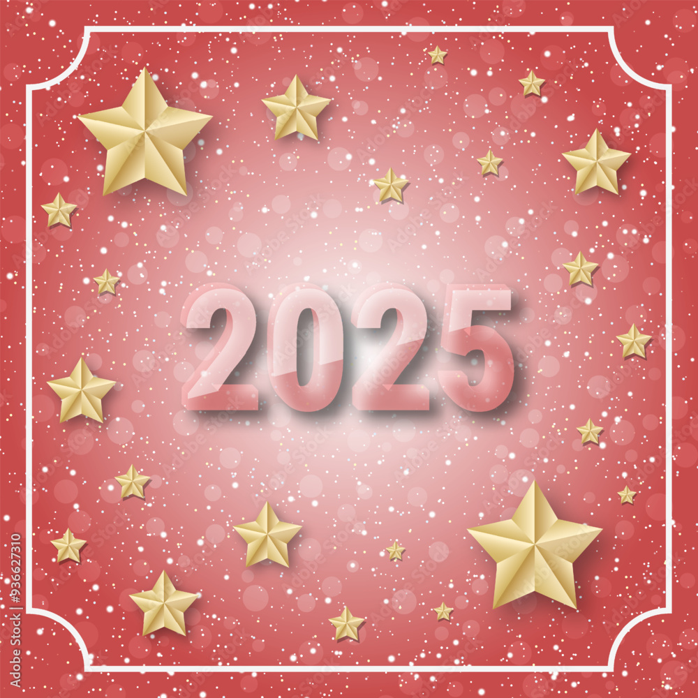 Merry Christmas and Happy New Year 2025 elegant vector background with stars and snowflakes Merry Christmas and Happy New Year 2025 elegant vector background with stars and snowflakes