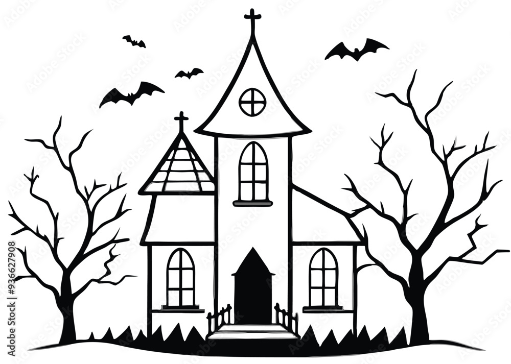 haunted Halloween house vector silhouette haunted Halloween house vector silhouette
