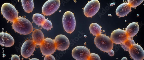 Unicellular organisms or protozoa, single-celled organisms microorganisms such as archaea, bacteria or protists swim in water photo