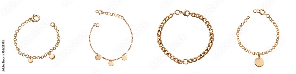 Elegant collection of gold bracelets showcasing various styles, perfect for accessorizing any outfit or occasion. Elegant collection of gold bracelets showcasing various styles, perfect for accessorizing any outfit or occasion.