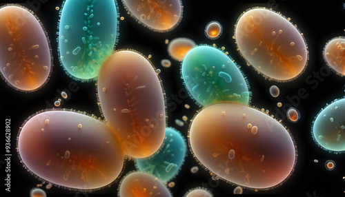 Unicellular organisms or protozoa, single-celled organisms microorganisms such as archaea, bacteria or protists swim in water photo