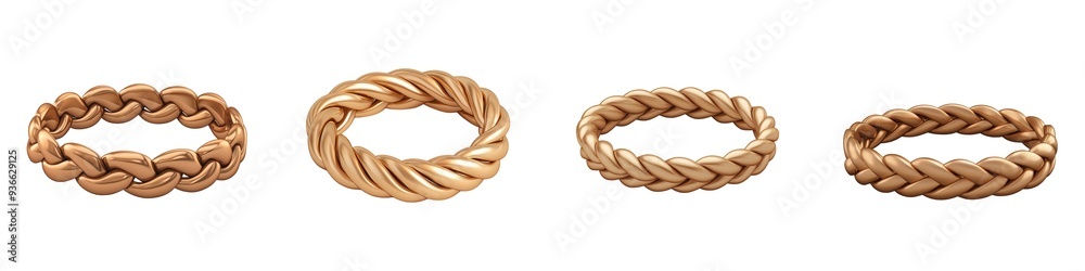 A collection of elegant golden rings featuring unique braided and twisted designs, perfect for enhancing any jewelry collection. A collection of elegant golden rings featuring unique braided and twisted designs, perfect for enhancing any jewelry collection.