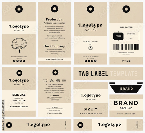 Minimal cool color modern soft look hang tag to price tag for all garments apparel and any industry label packaging design.