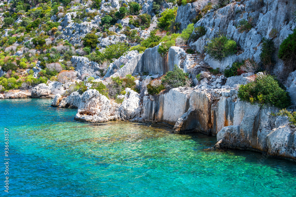 The Simena sunken city view in Kekova District of Turkey The Simena sunken city view in Kekova District of Turkey