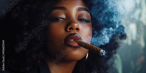 black woman smoking cigar blunt