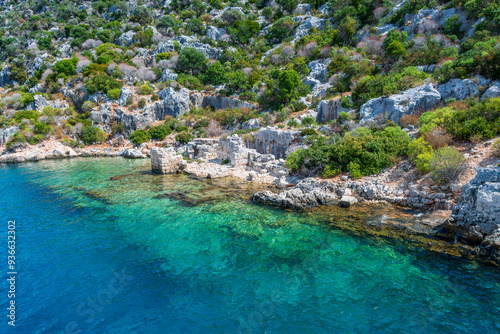 Fotografi The Simena sunken city view in Kekova District of Turkey