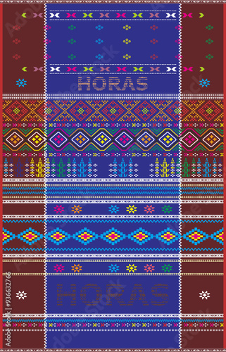 Traditional fabrics of Ulos Batak, patterns, designs, decorations, wallpapers, ornaments in various colors photo