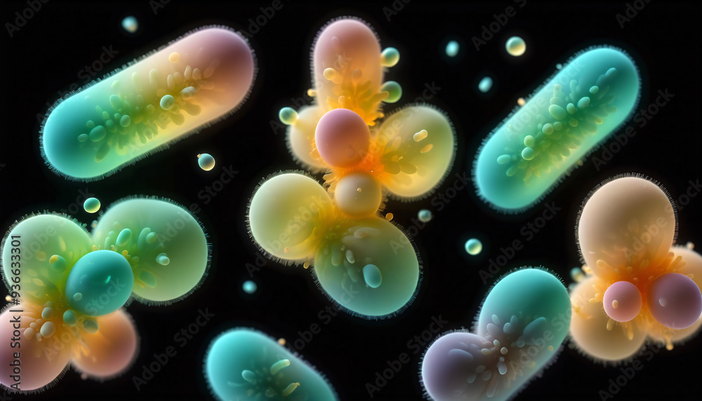 Unicellular organisms or protozoa, single-celled organisms microorganisms such as archaea, bacteria or protists swim in water Unicellular organisms or protozoa, single-celled organisms microorganisms such as archaea, bacteria or protists swim in water