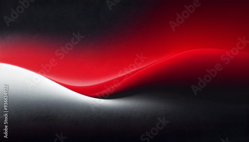 A smooth wave pattern in shades of black, red, and white creating an abstract design with a sense of movement and depth