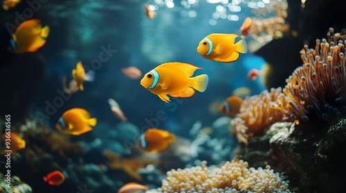 Colorful fish in a coral reef perfect for crafting vivid underwater and nature-themed background designs