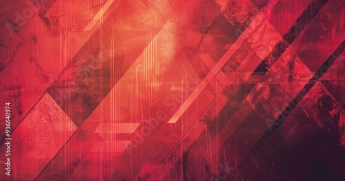 A vibrant abstract design featuring geometric shapes and a red color palette, ideal for backgrounds or digital art.
