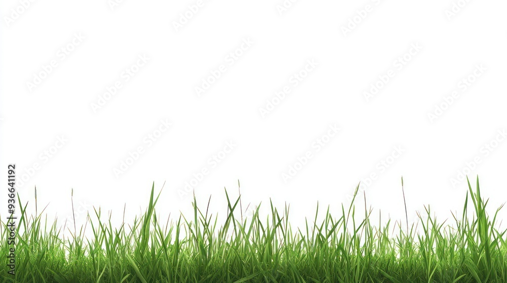 Green Grass Blades Against a White Background Green Grass Blades Against a White Background