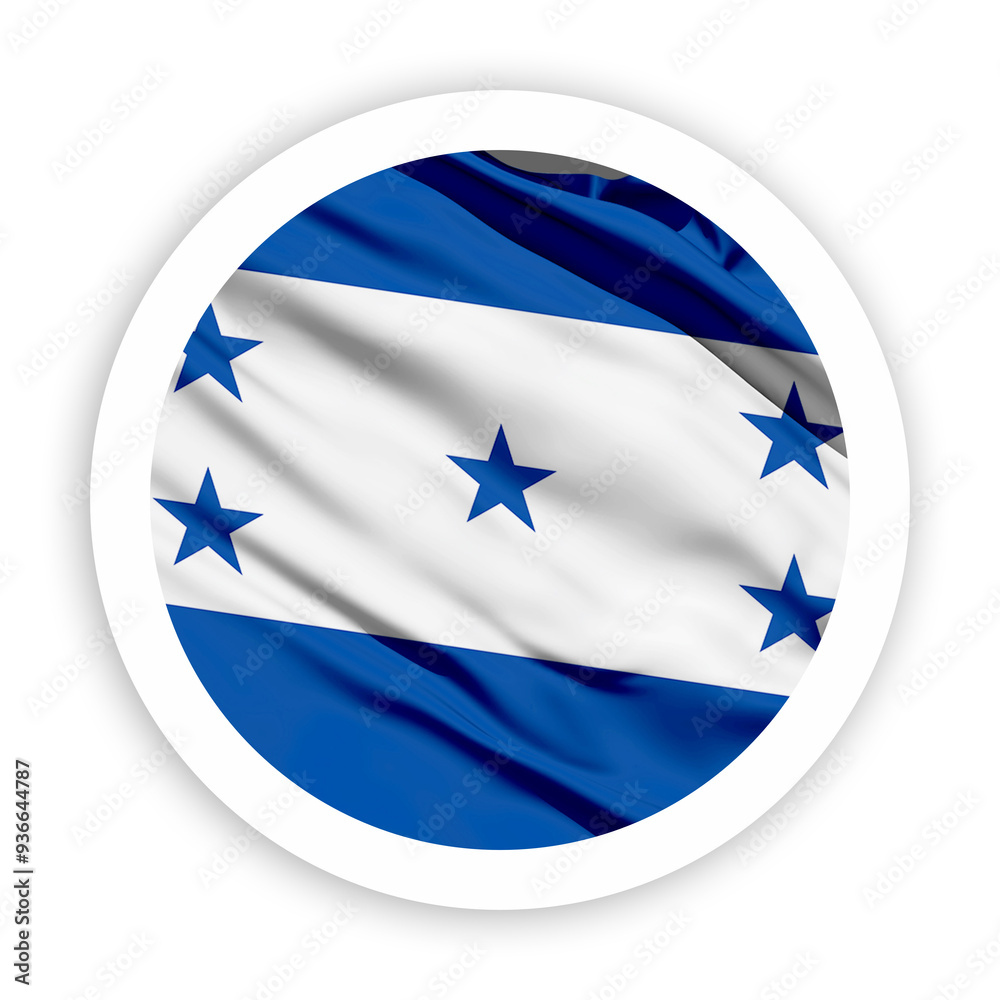 Honduras Waving Flag with White Rounded Circle Frame Honduras Waving Flag with White Rounded Circle Frame