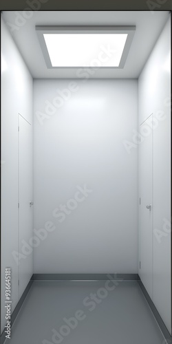 Empty White Room with Two Doors and Ceiling Light